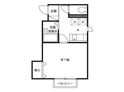 メイユールフジ(1K/2階)の間取り写真