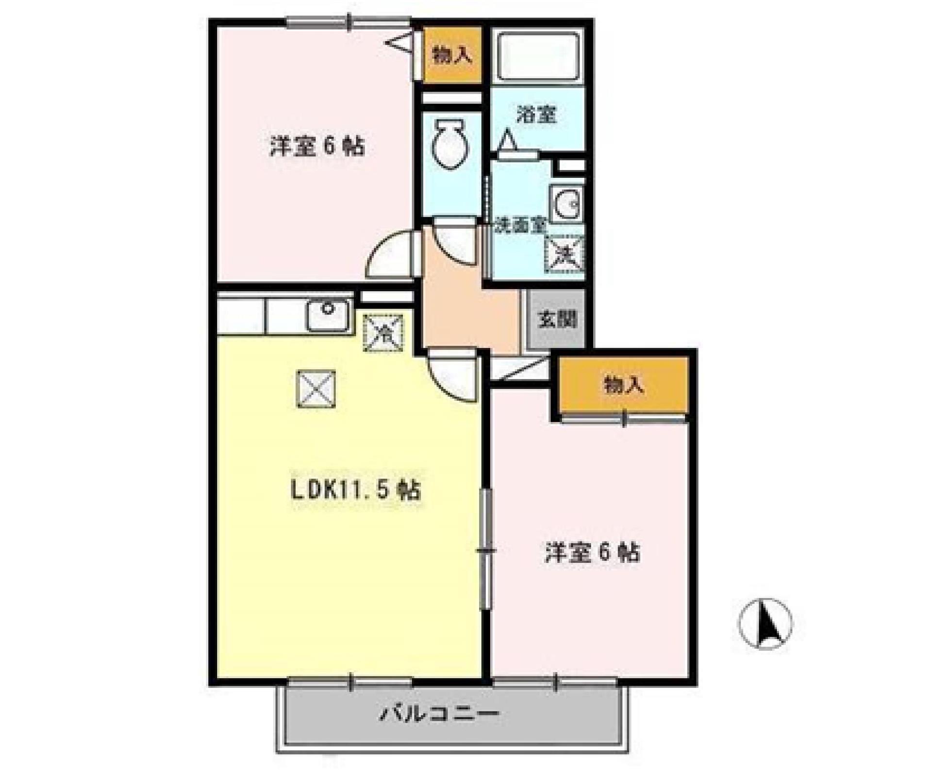 プルミエ・ラムール(2LDK/2階)の間取り写真