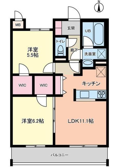 モストンソラーレ(2LDK/2階)の間取り写真