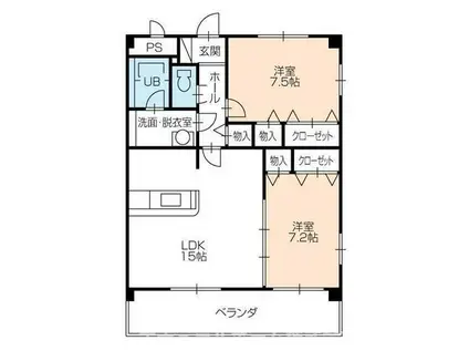 アンピレイン(2LDK/1階)の間取り写真