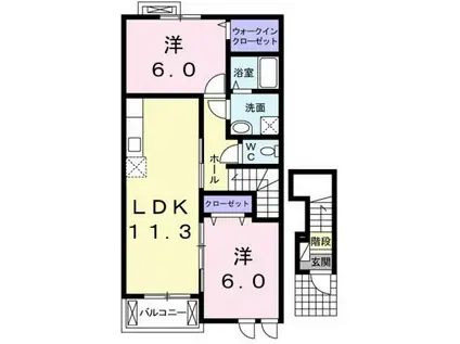 サニー安芸(2LDK/2階)の間取り写真