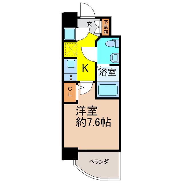セレニテ堺筋本町リアン(1K/2階)の間取り写真