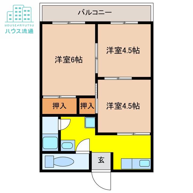 大川ハイツ(3K/1階)の間取り写真