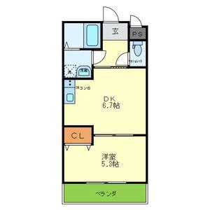 西緑丘グランハイツD(1DK/3階)の間取り写真