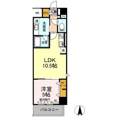 リモナーデ府内(1LDK/4階)の間取り写真