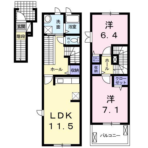 サンリットタウン越谷A(2LDK/2階)の間取り写真