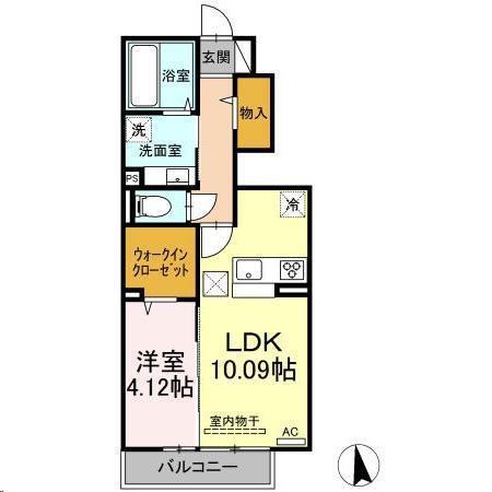 ガーデンリーフ平和台 B棟(1LDK/1階)の間取り写真