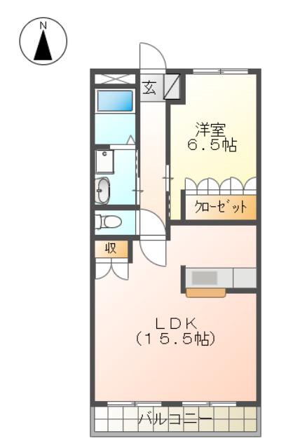 プロムナード(1LDK/1階)の間取り写真