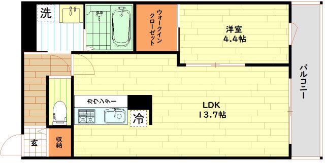 サンティエ福島吉野(1LDK/2階)の間取り写真