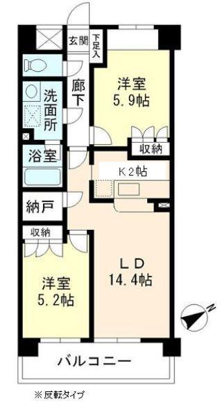 KDXレジデンス宮前平(2LDK/1階)の間取り写真