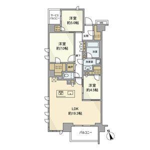 レーベン横浜山手ONE WARD COURT(3LDK/7階)の間取り写真