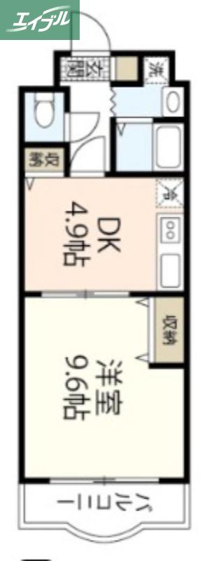 シオン北長瀬(1DK/6階)の間取り写真