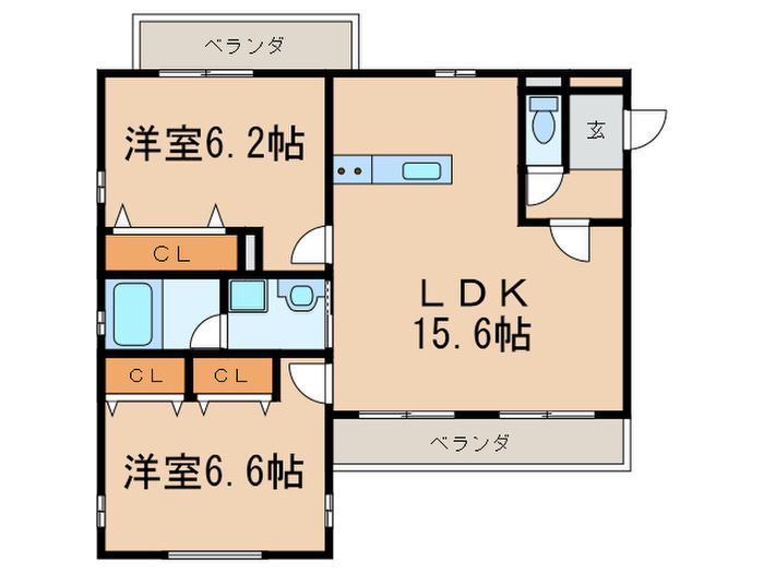 RESPECT(2LDK/3階)の間取り写真