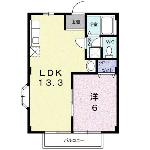 トラッドS(1LDK/2階)の間取り写真