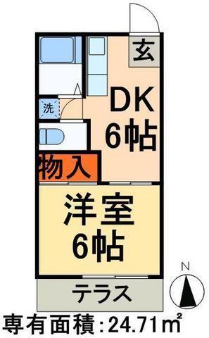 メゾンパストラール(1DK/2階)の間取り写真