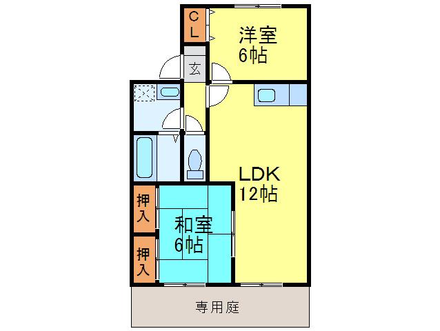 アイリス月の浦A(2LDK/1階)の間取り写真