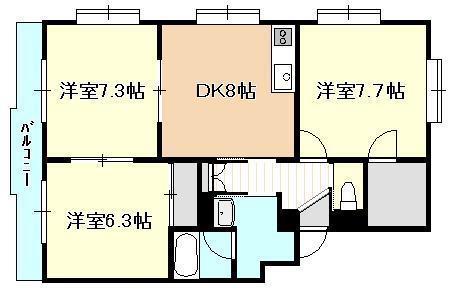 イーストフィールド(3DK/1階)の間取り写真