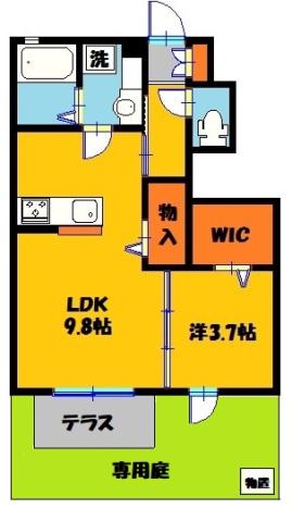 プリズムA(1LDK/1階)の間取り写真
