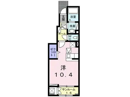 グリーンパークII(ワンルーム/1階)の間取り写真