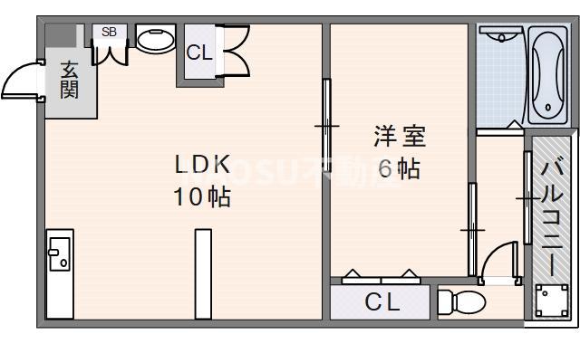 森内マンション(1LDK/4階)の間取り写真