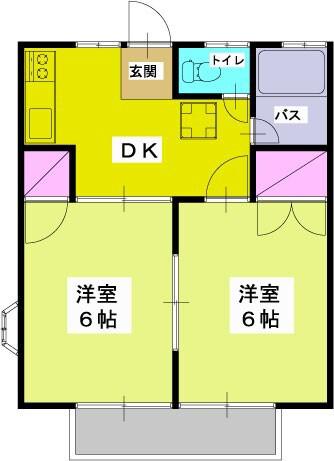 清水ヒルズE(2DK/1階)の間取り写真
