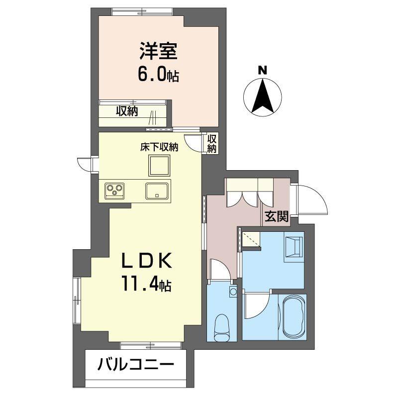 世田谷区世田谷1丁目シャーメゾン(1LDK/1階)の間取り写真
