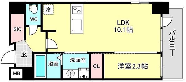 JMFレジデンス海老江(1LDK/11階)の間取り写真