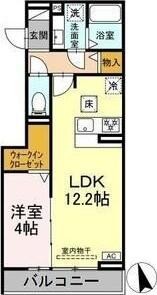 セレスティア長良 イースト(1LDK/1階)の間取り写真