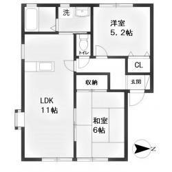 ウィンディア参番館(2LDK/1階)の間取り写真