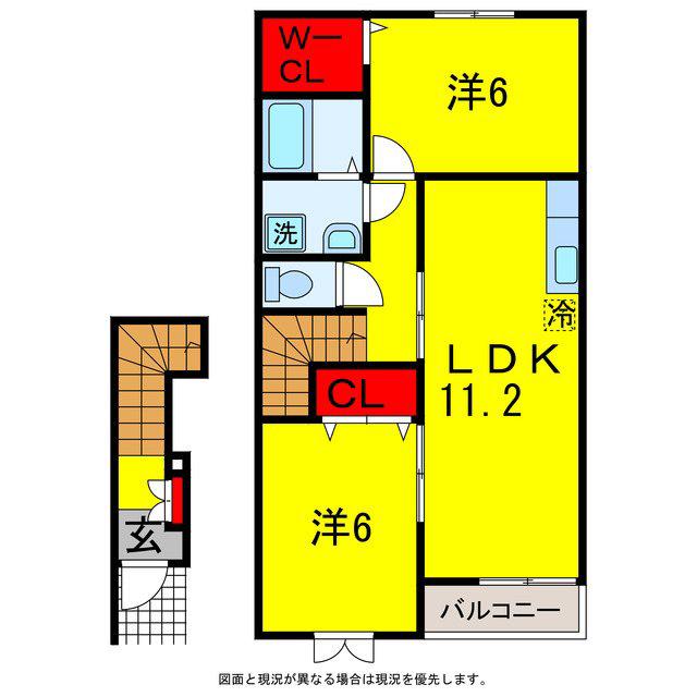 チェリーガーデン(2LDK/2階)の間取り写真