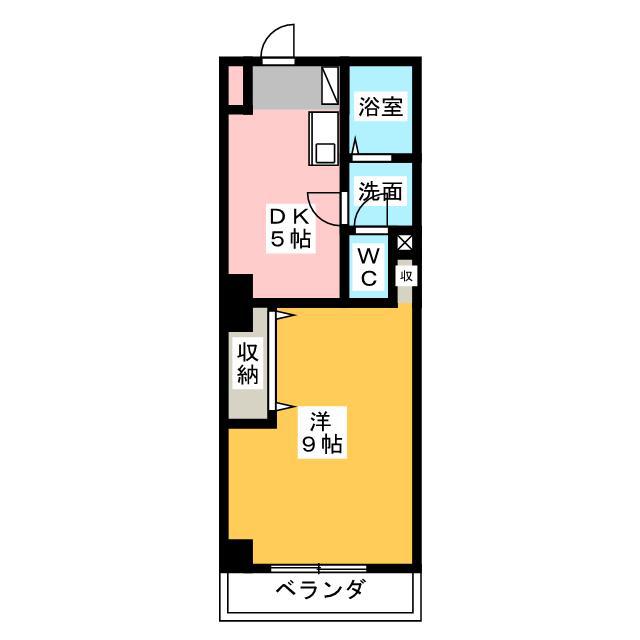 ゴールドサークル尾張町(1DK/4階)の間取り写真