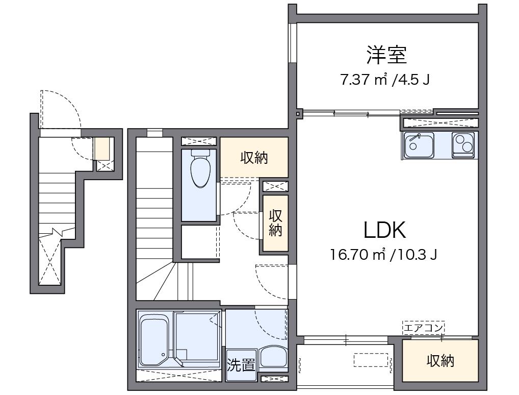 クレイノジニア(1LDK/2階)の間取り写真