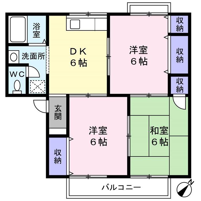 ファインヒルズII(3DK/1階)の間取り写真