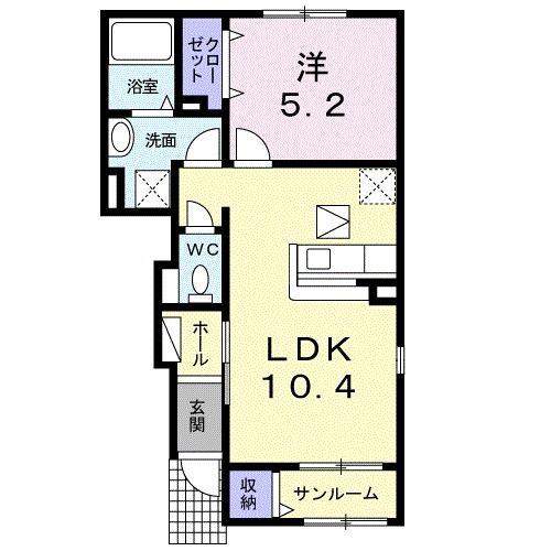 ボヌ・ジュルネ III(1LDK/1階)の間取り写真