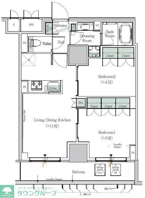 ONE ROOF RESIDENCE NISHI NIPPORI(2LDK/15階)の間取り写真