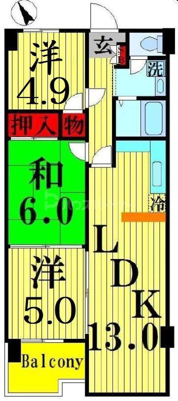 グランドハイム(3LDK/3階)の間取り写真