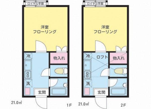 トイゾール南長崎(1K/2階)の間取り写真