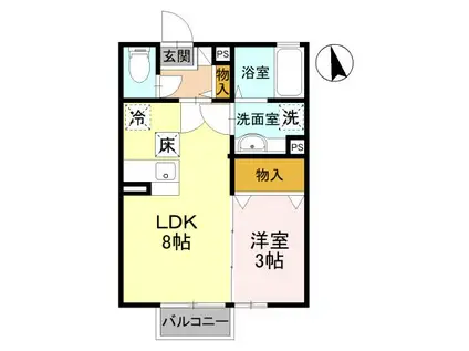 ブルーバウム(1LDK/1階)の間取り写真