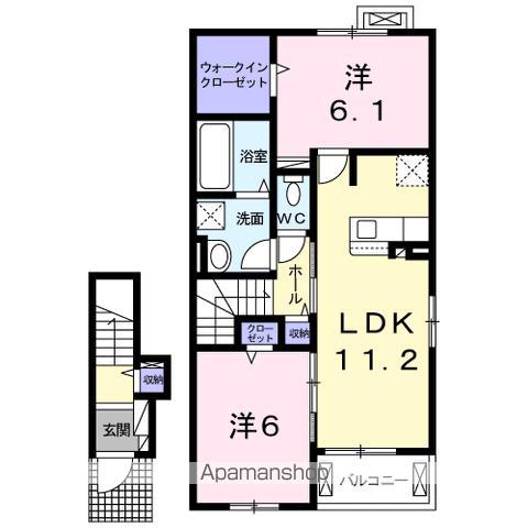 ラ フェリーチェ I(2LDK/2階)の間取り写真