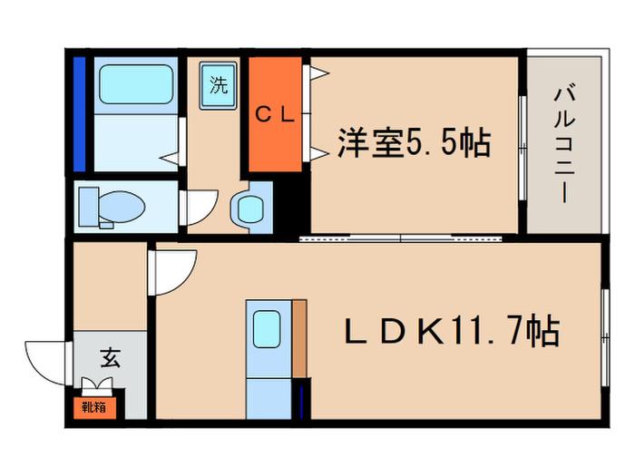 ハートフル・セイシーズ(1LDK/2階)の間取り写真