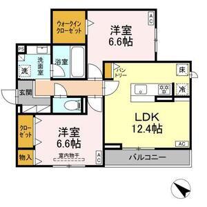 WILLIII(2LDK/1階)の間取り写真