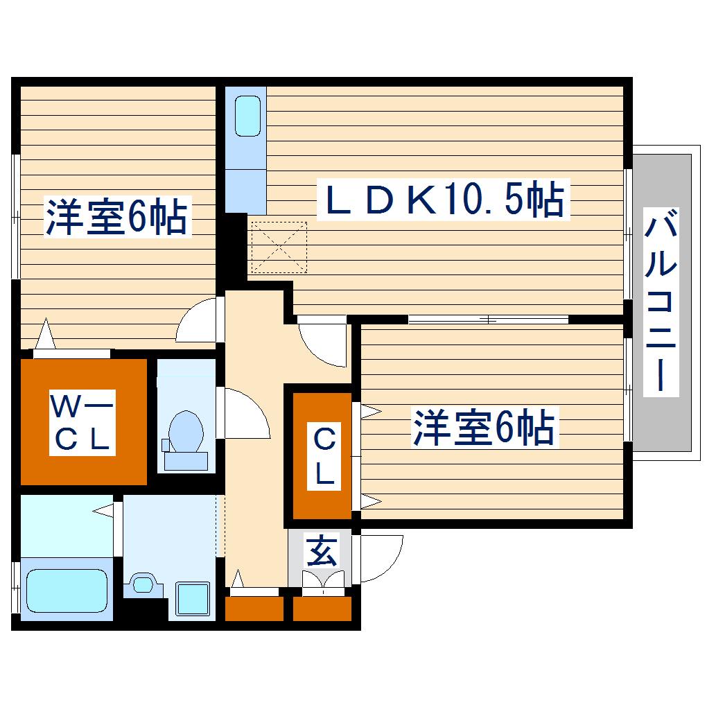 カーサ羽黒B(2LDK/1階)の間取り写真