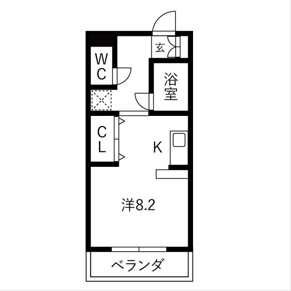 パラドール(1K/2階)の間取り写真