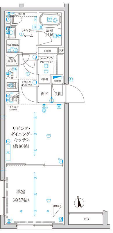 CREATIF西池袋(1LDK/4階)の間取り写真