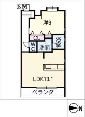 エーデルホフ新町(1LDK/1階)の間取り写真