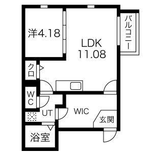 ILUSION黒川(1LDK/1階)の間取り写真