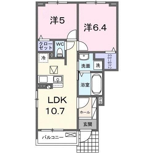 プラッツ・ルーエ(2LDK/1階)の間取り写真