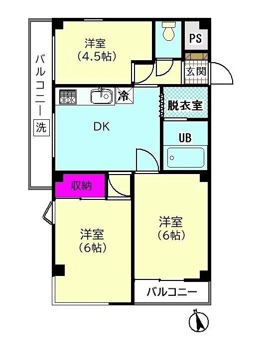 グレースハイツK(3DK/4階)の間取り写真