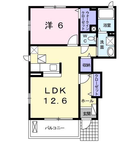 アーバンコートD(1LDK/1階)の間取り写真