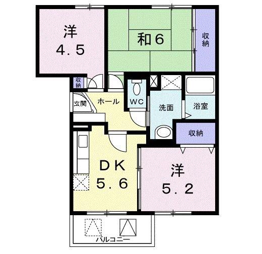 サンガーデン北川II(3DK/2階)の間取り写真